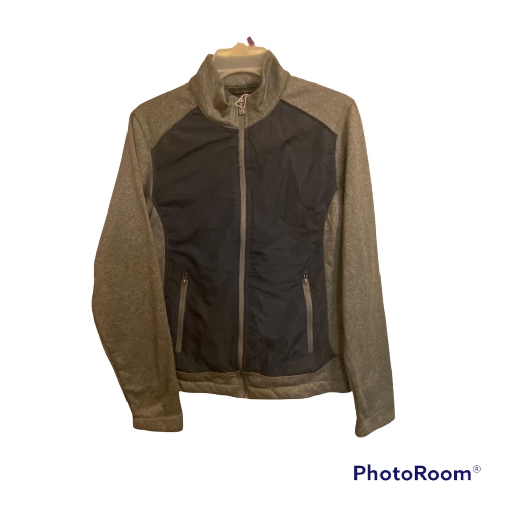 North End Ladies Performance Fleece jacket size is M gray & navy
